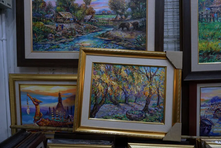 Artist studio and oil painting process